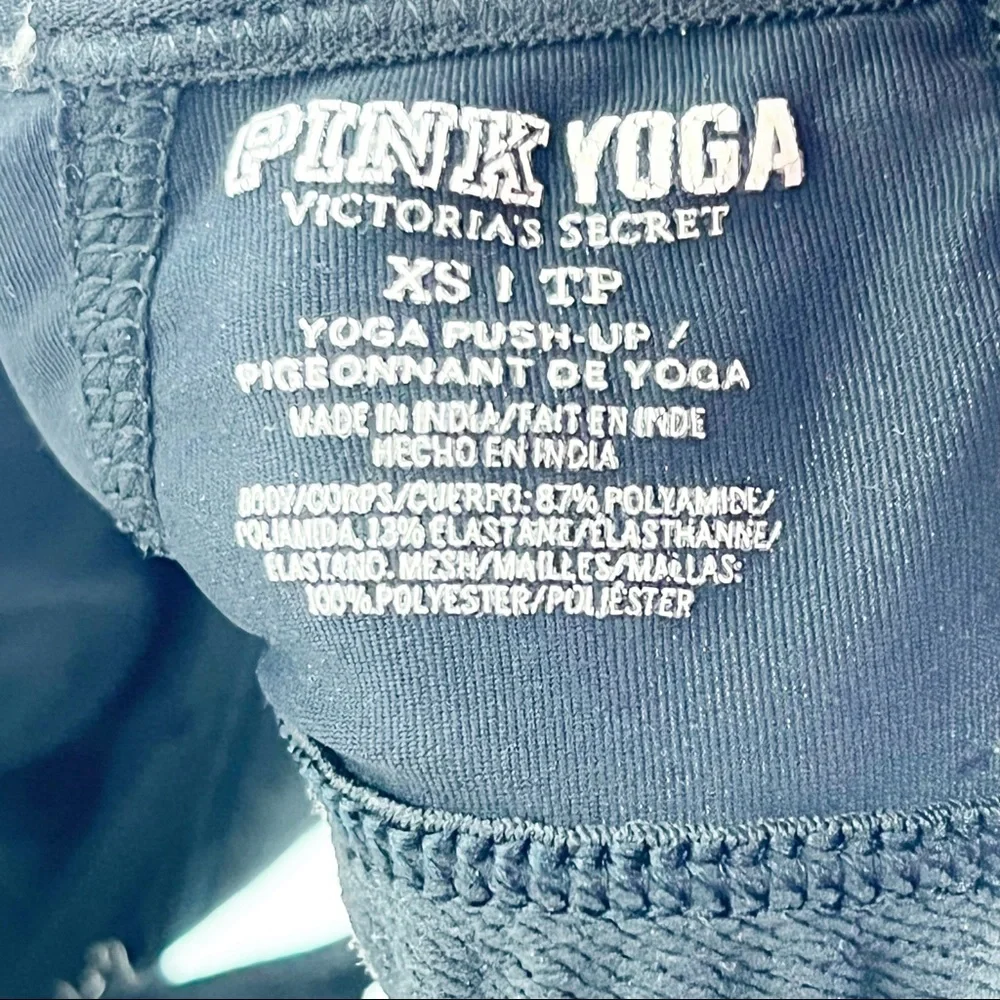 PINK VICTORIA’S SECRET Blue Marled Strappy Yoga Push Up Bralette, Size XS